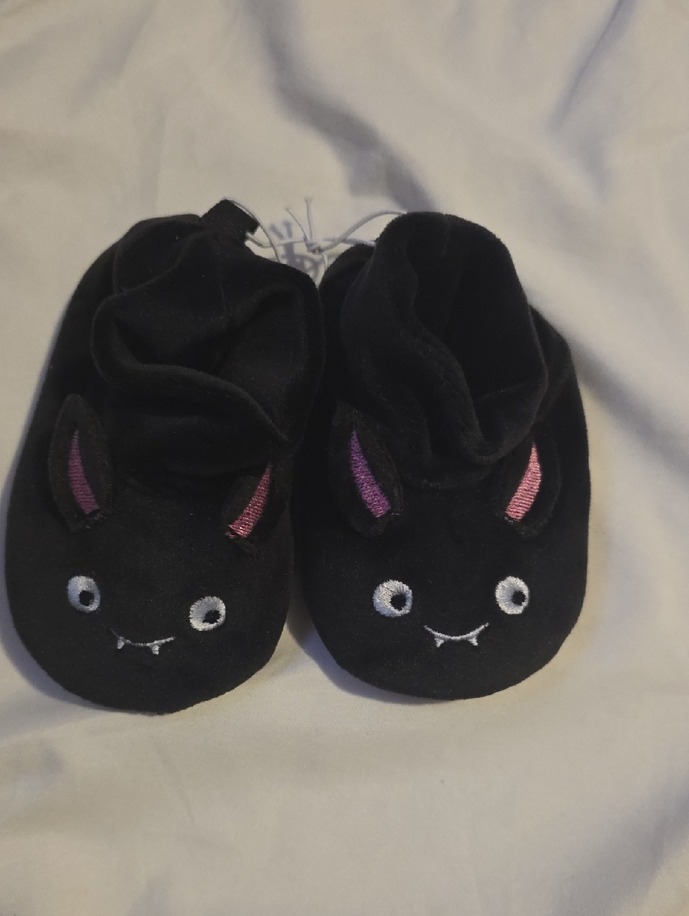 Black Baby Booties with Cute Bat Face